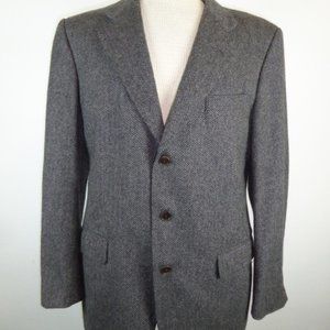 PROTAGANIST Black herringbone cashmere blazer 40